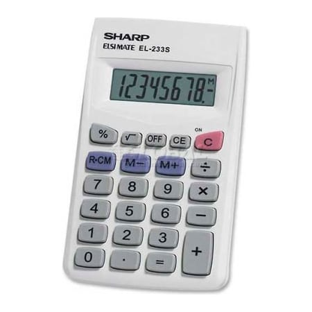 Sharp® 8-Digit Pocket Calculator, EL233SB, 2-1/4 X 3-3/4 X 1/2, Grey/White